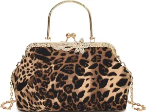 Evening Bag Small Clutch Purses Leopard Purse Formal Wedding Handbag for Women Fashion Crossbody Bags With Chain