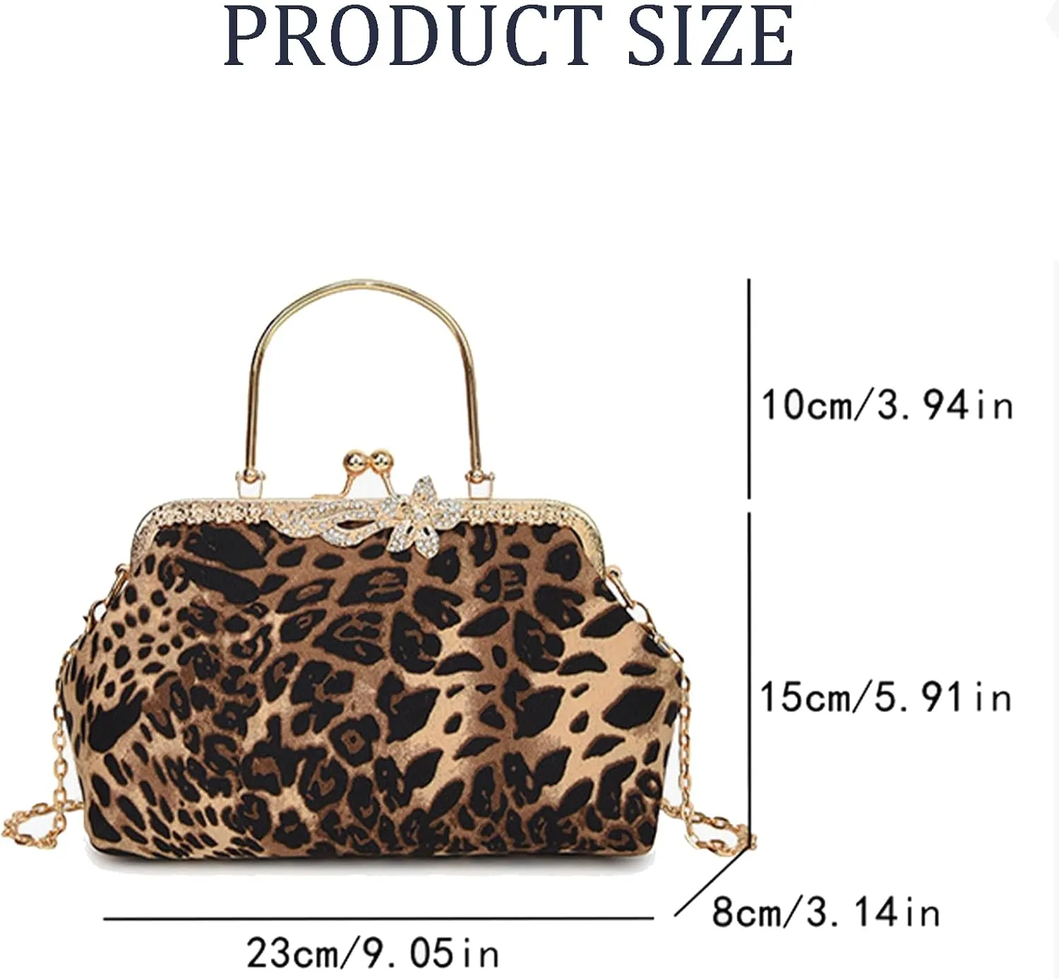 Evening Bag Small Clutch Purses Leopard Purse Formal Wedding Handbag for Women Fashion Crossbody Bags With Chain
