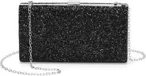 Evening Bags Clutch Purses for Women Formal, 2-Side Rhinestone Crossbody Handbags Metal Clasp Purse Sparkly for Wedding Guest Party Black