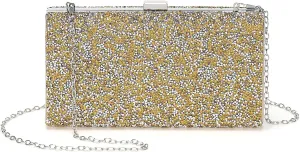 Evening Bags Clutch Purses for Women Formal, 2-Side Rhinestone Crossbody Handbags Metal Clasp Purse Sparkly for Wedding Guest Party Gold