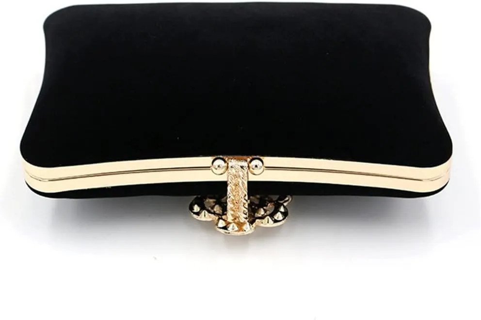 Fashion Diamond-encrusted Flower Velvet Evening Bag Ladies Simple Clutch Bag Chain Shoulder Bag