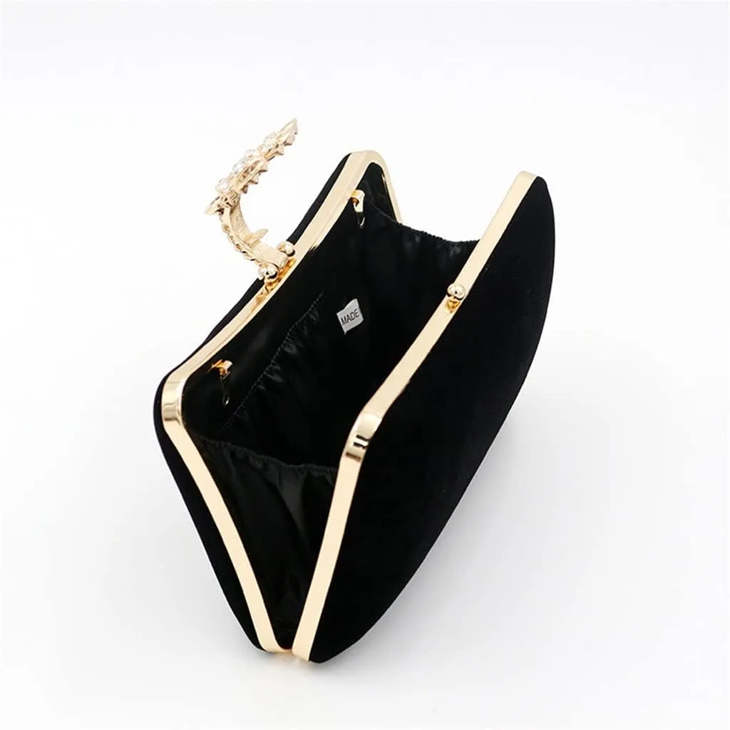 Fashion Diamond-encrusted Flower Velvet Evening Bag Ladies Simple Clutch Bag Chain Shoulder Bag