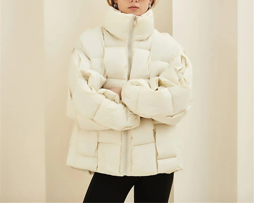 Fjnbbiot Winter Cotton Short Parkas Women Thick Warm Quilted Cotton Down Coat Padded Parka Jacket