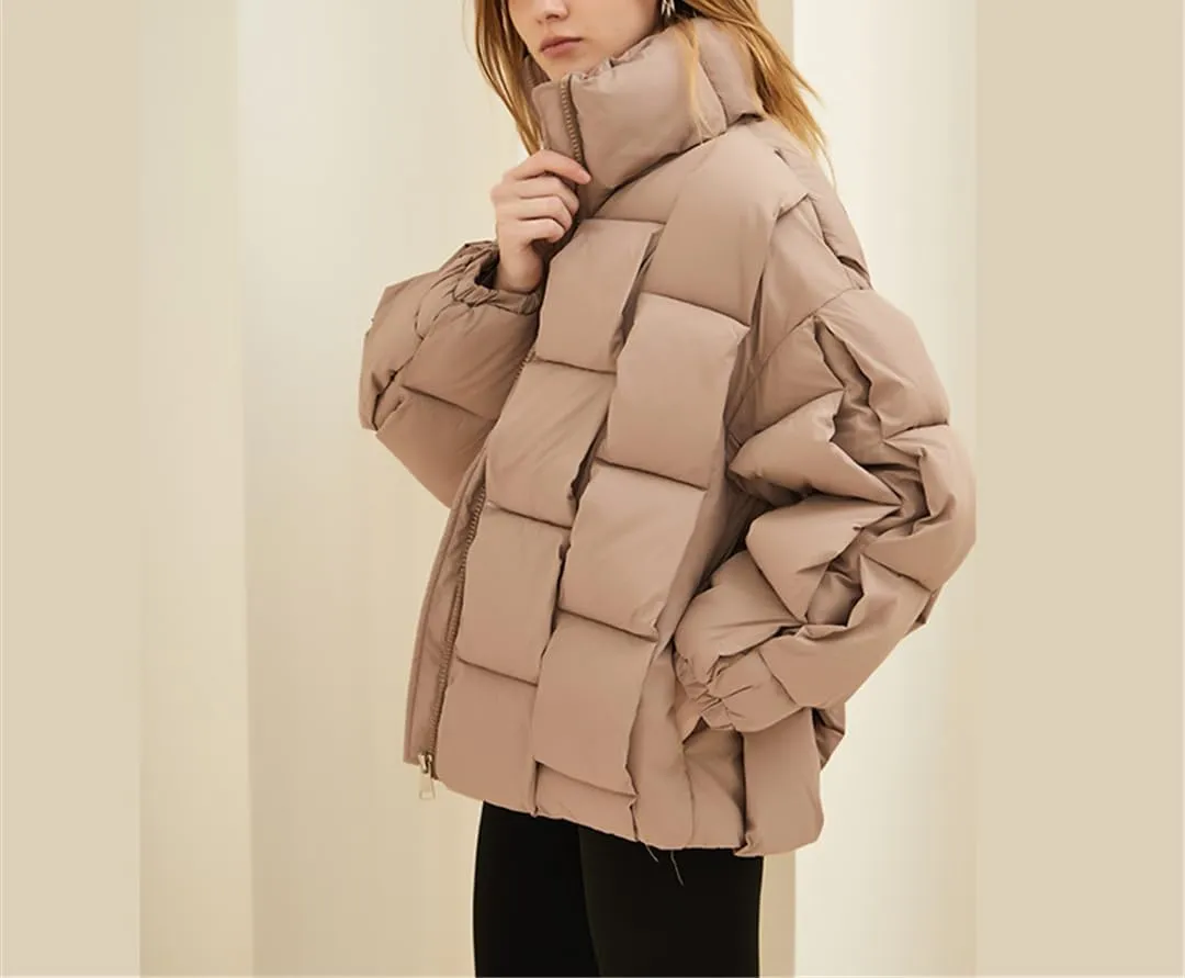 Fjnbbiot Winter Cotton Short Parkas Women Thick Warm Quilted Cotton Down Coat Padded Parka Jacket