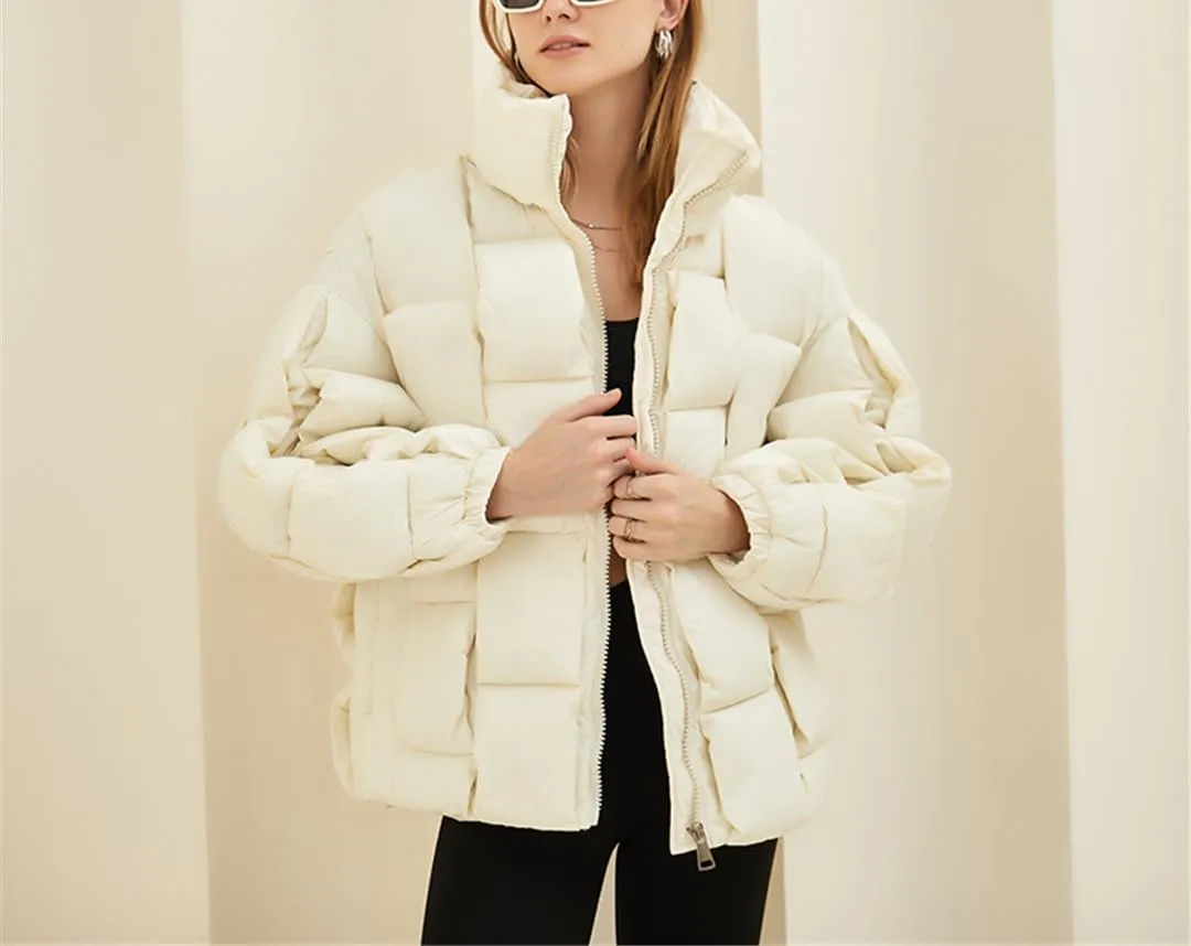 Fjnbbiot Winter Cotton Short Parkas Women Thick Warm Quilted Cotton Down Coat Padded Parka Jacket