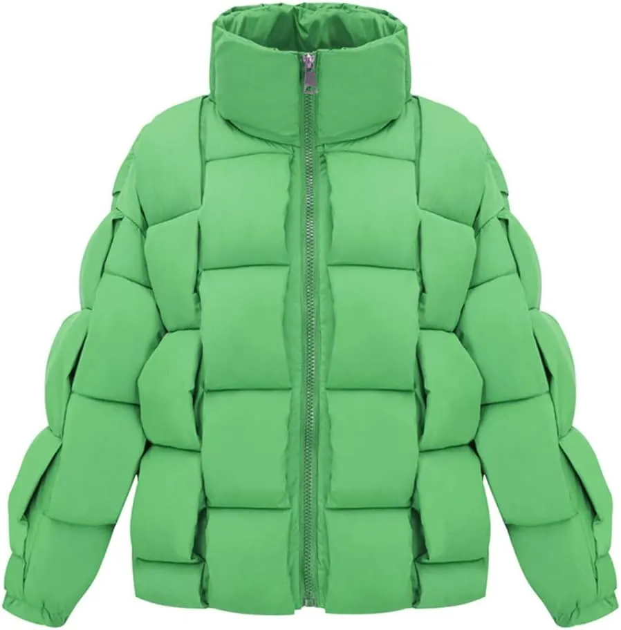 Fjnbbiot Winter Cotton Short Parkas Women Thick Warm Quilted Cotton Down Coat Padded Parka Jacket