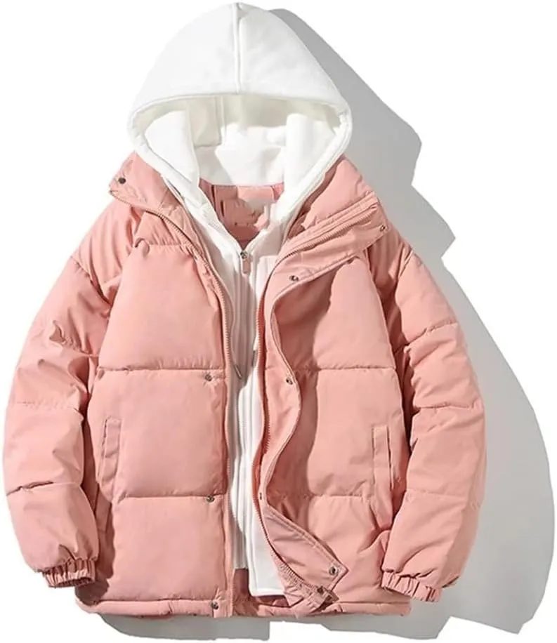 Fjnbbiot Women's Winter Jacket Down Cotton Padded Coat Loose Casual Overcoat Female Fashion Hooded Short Parkas