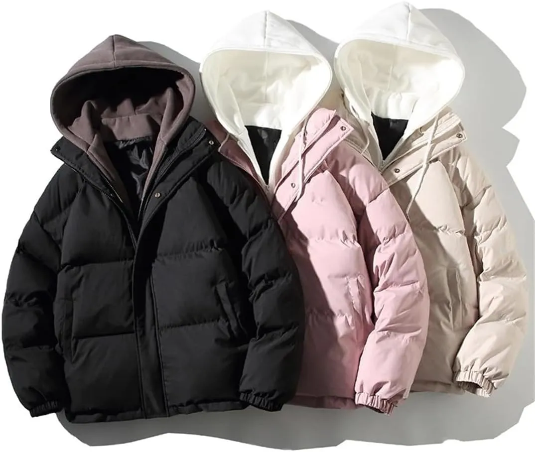 Fjnbbiot Women's Winter Jacket Down Cotton Padded Coat Loose Casual Overcoat Female Fashion Hooded Short Parkas