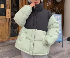 Fjnbbiot Women's Winter Loose Short Jacket Overcoat Thick Down Cotton Padded Coat Casual Puffer Parkas