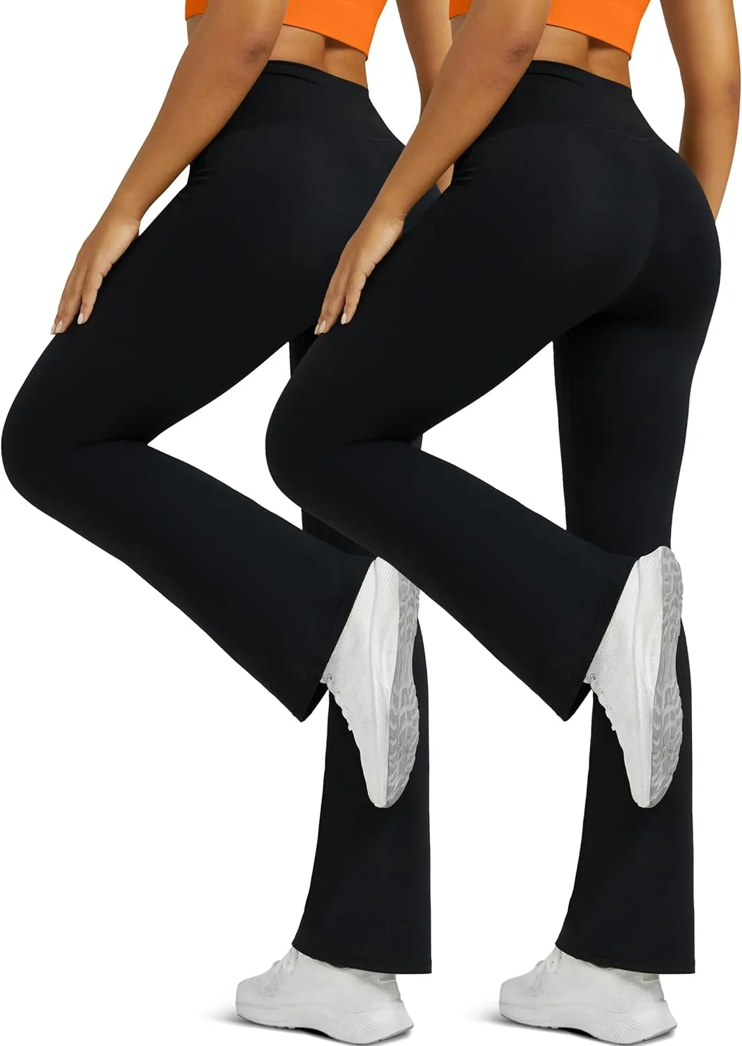 Flare Leggings for Women with Pockets 2pack High Waisted Crossover Flare Leggings Bootcut Yoga Pants