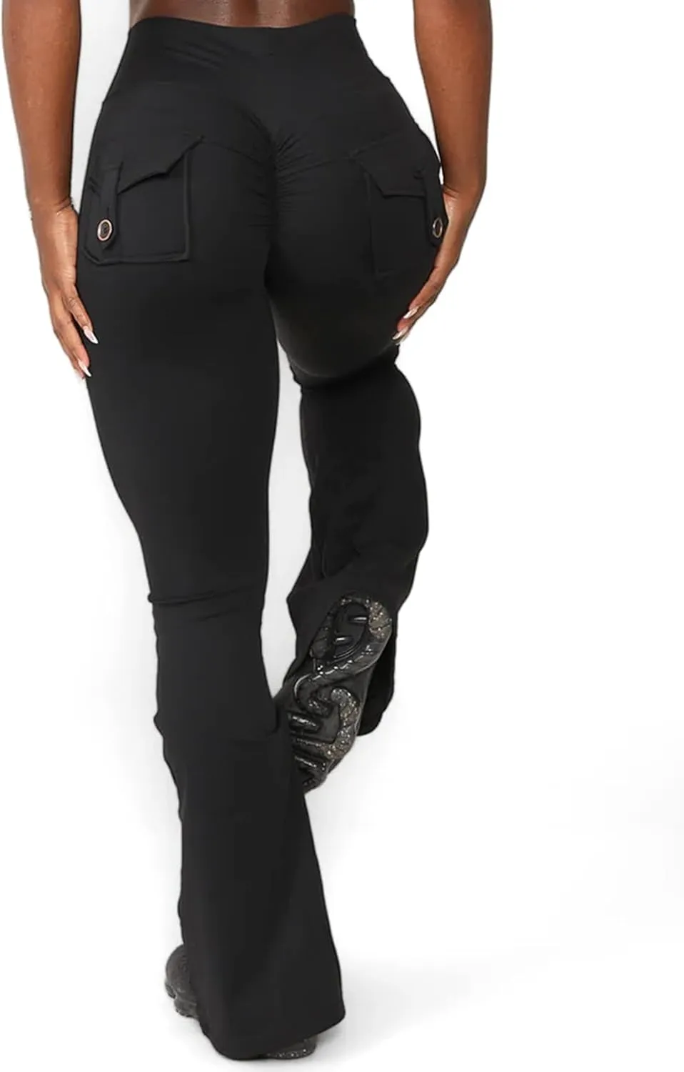 Flare Leggings with Back Pockets for Women Workout Leggings Scrunch Butt Lifting Gym Yoga Pant