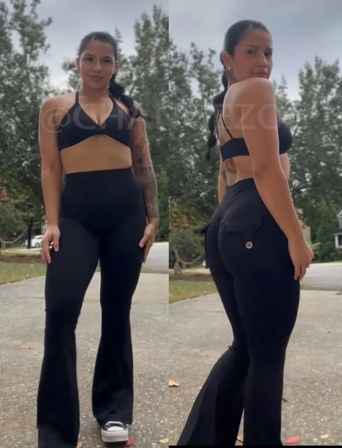 Flare Leggings with Back Pockets for Women Workout Leggings Scrunch Butt Lifting Gym Yoga Pant