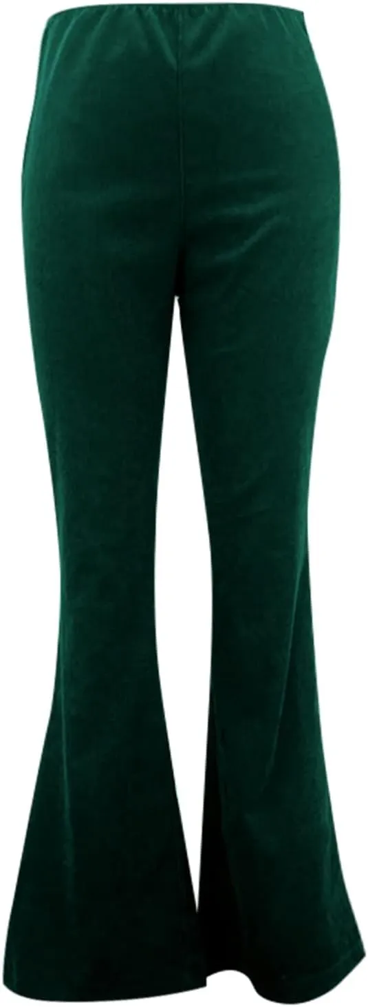 Flared Corduroy Pants Women Bootcut Pull On Work Pants Elastic High Waisted Flare Pants Bell Bottom Trousers w/Pockets