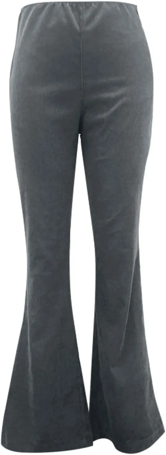 Flared Corduroy Pants Women Bootcut Pull On Work Pants Elastic High Waisted Flare Pants Bell Bottom Trousers w/Pockets
