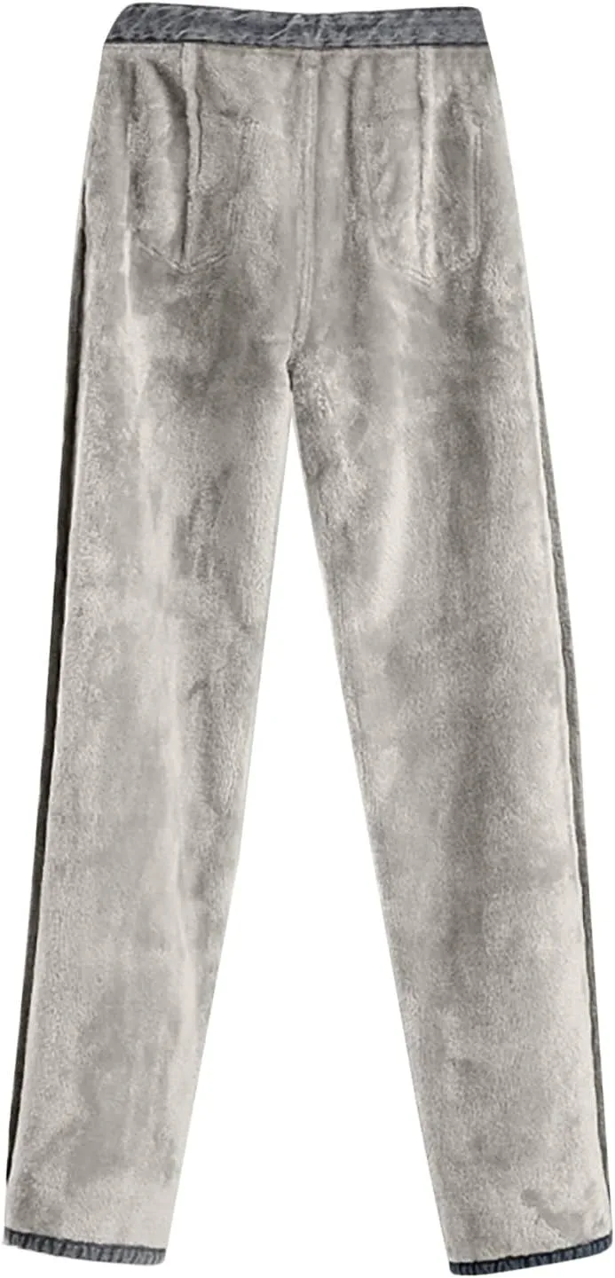 Fleece Lined Jeans Women High Waisted Straight Wide Leg Bootcut Denim Pants Fall Trendy Dressy Casual Plus Size Jean