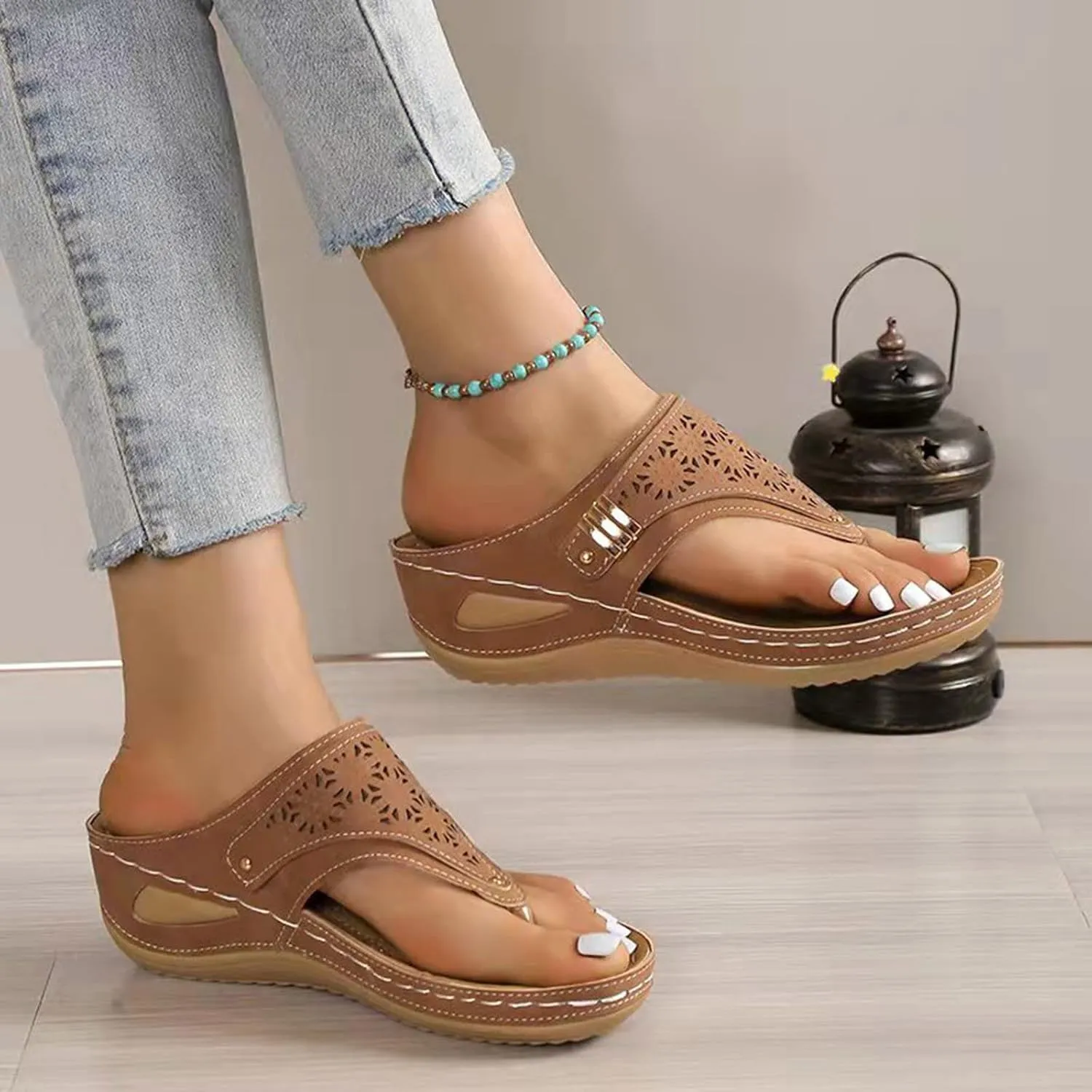 Flip Flops Women Women's Cross Strappy Sandals Womens Sandal Comfortable Flip Flops Arch Support