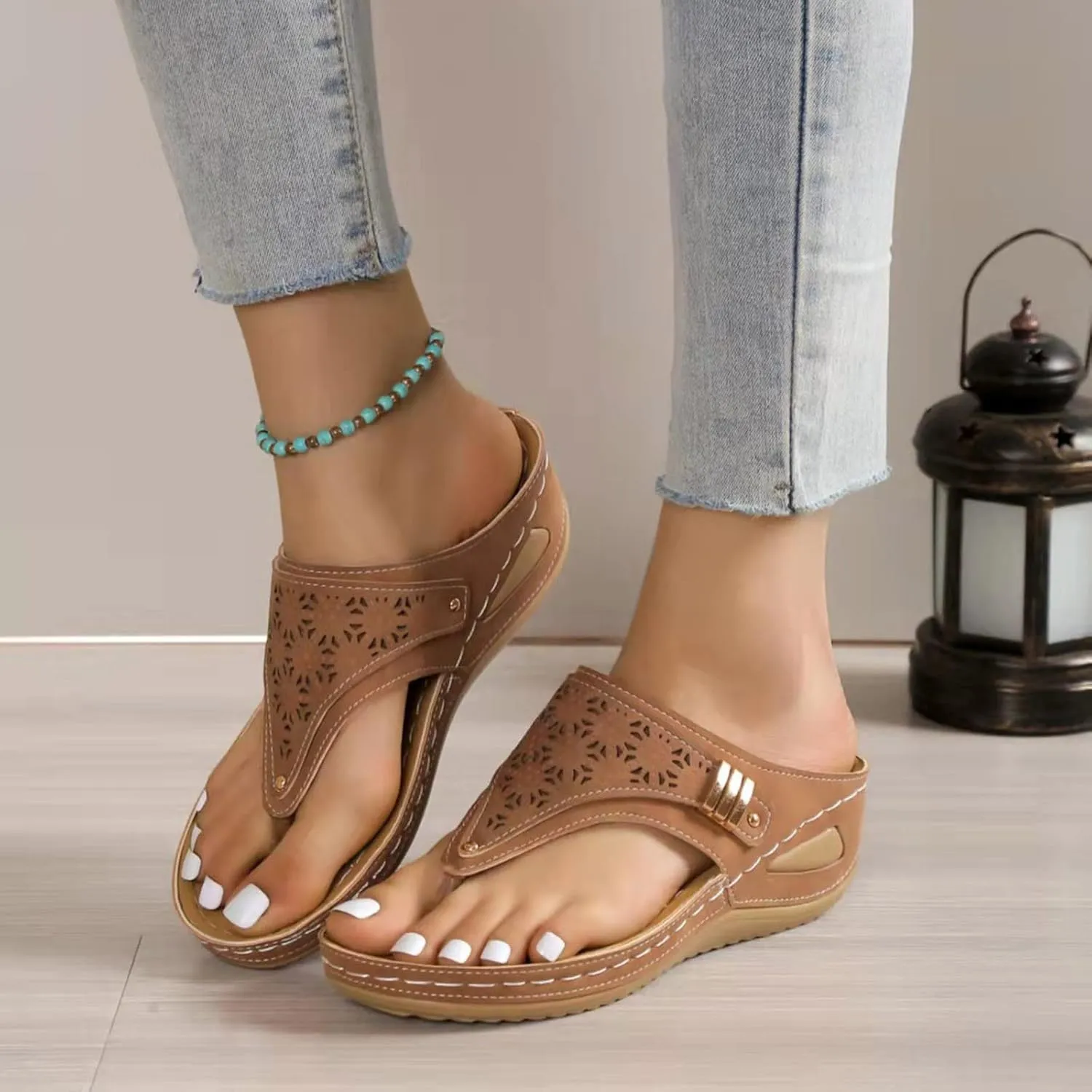Flip Flops Women Women's Cross Strappy Sandals Womens Sandal Comfortable Flip Flops Arch Support