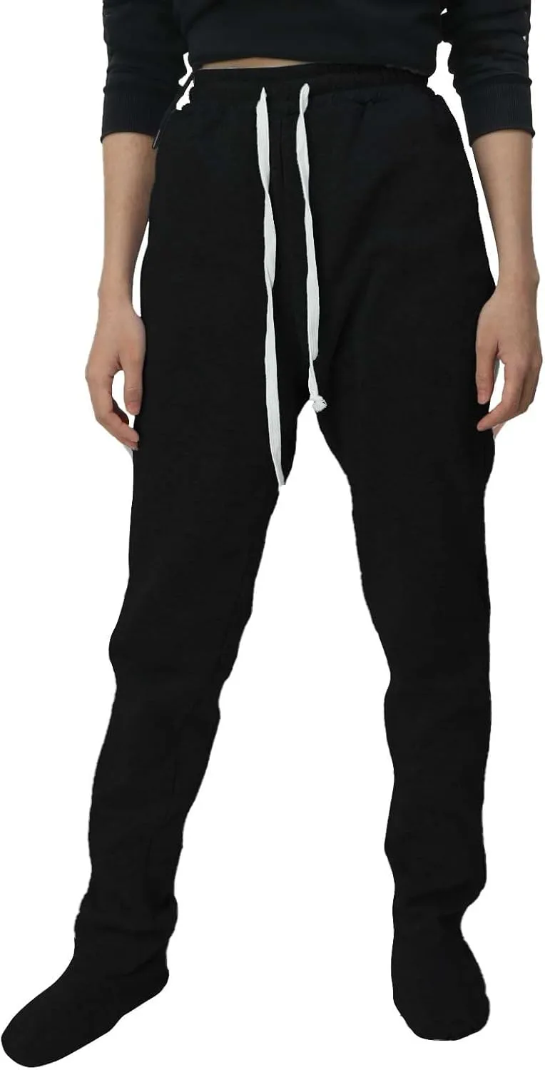 Footed Sweatpants for Women Classic High Waisted Loose Fit Casual Trousers Pockets Drawstring Pajama Pants for Women