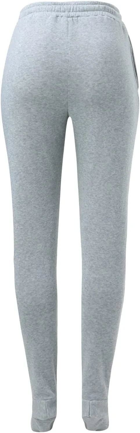 Footed Sweatpants for Women Classic High Waisted Loose Fit Casual Trousers Pockets Drawstring Pajama Pants for Women