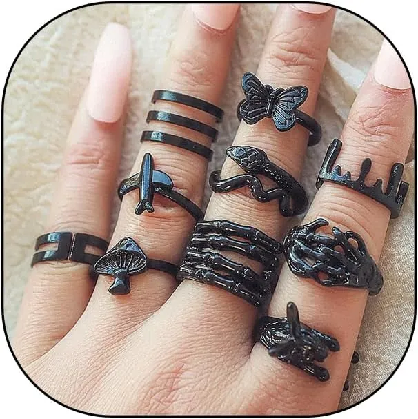 FUTIMELY Boho Stacking Knuckle Ring Set for Women Gothic Butterfly Snake Open Rings Vintage Joint Finger Stackable Nail Rings Jewelry Gift