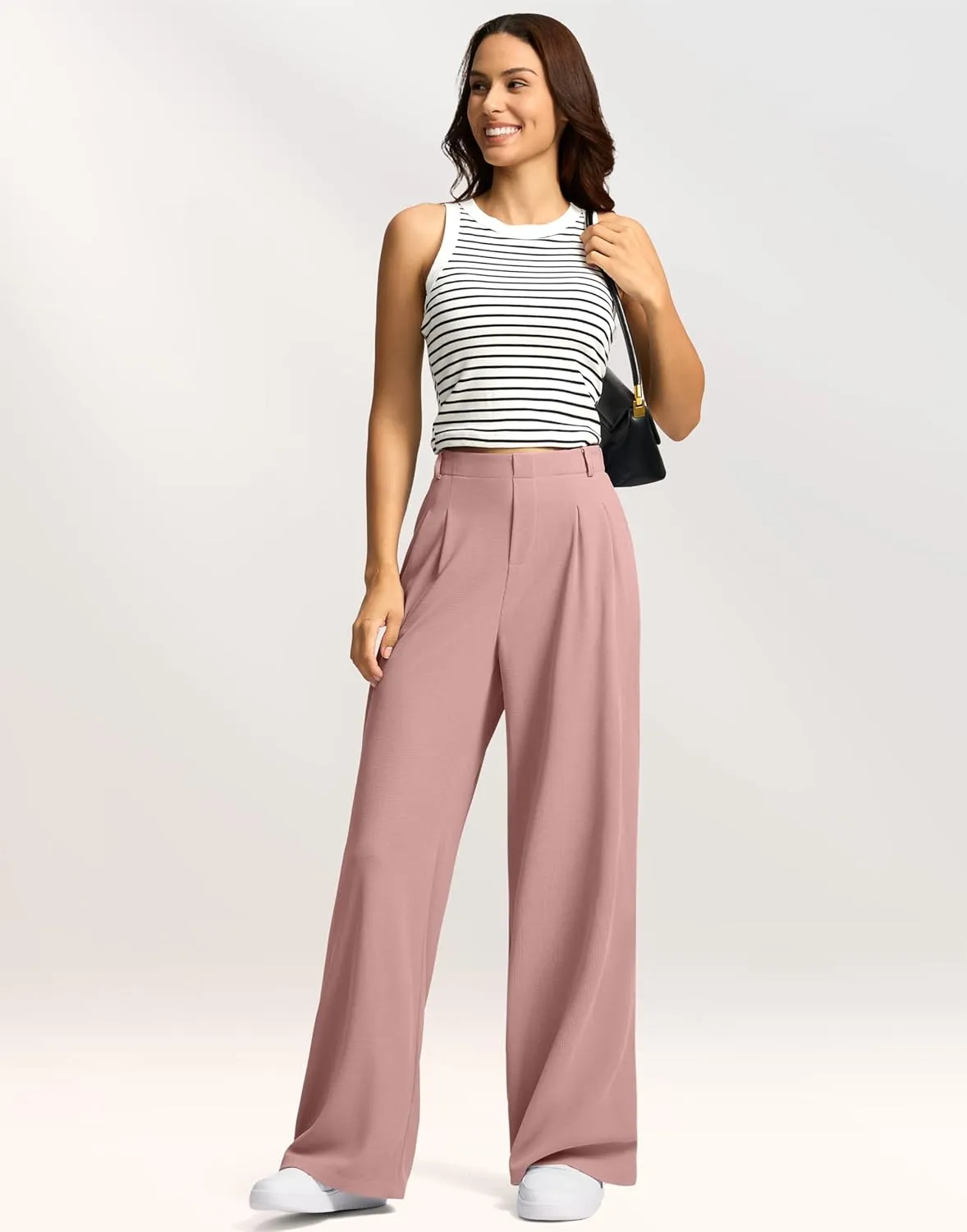 G Gradual Women's Wide Leg Pants High Waisted Waffle Knit Business Casual Slacks 2025 Office Dress Trousers Pants for Women
