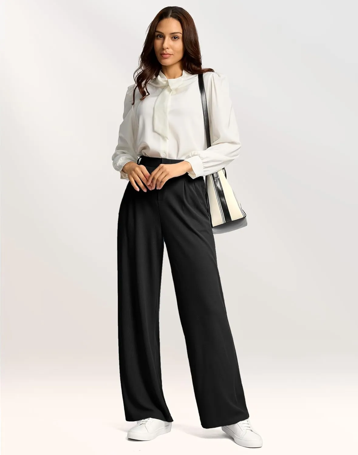 G Gradual Women's Wide Leg Pants High Waisted Waffle Knit Business Casual Slacks 2025 Office Dress Trousers Pants for Women