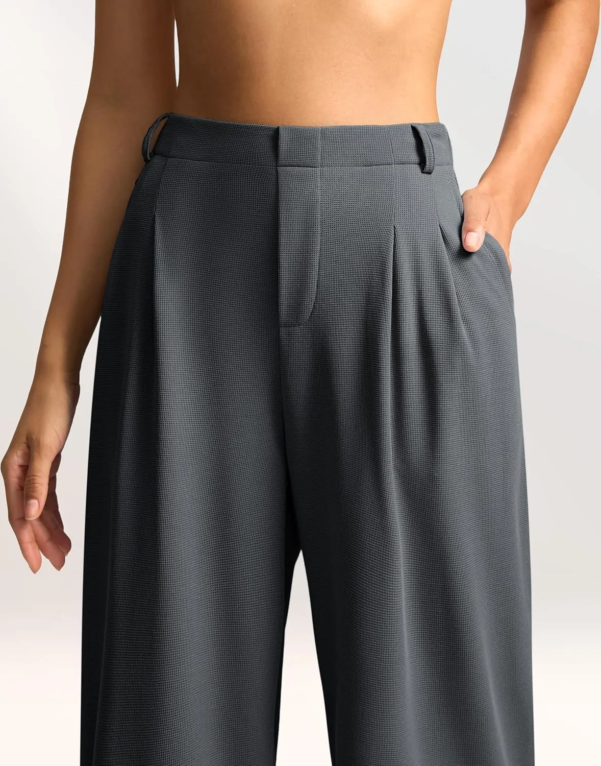 G Gradual Women's Wide Leg Pants High Waisted Waffle Knit Business Casual Slacks 2025 Office Dress Trousers Pants for Women