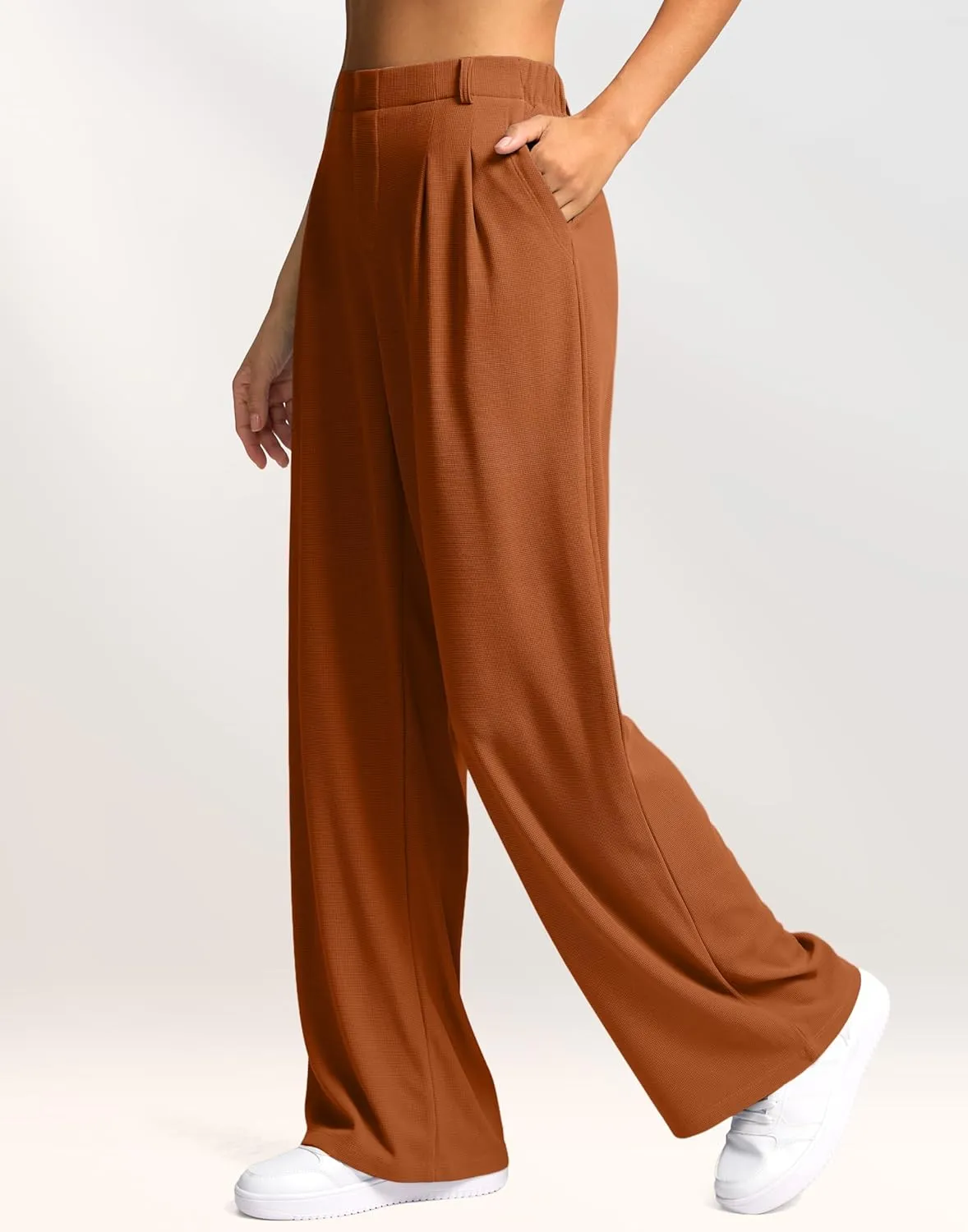 G Gradual Women's Wide Leg Pants High Waisted Waffle Knit Business Casual Slacks 2025 Office Dress Trousers Pants for Women