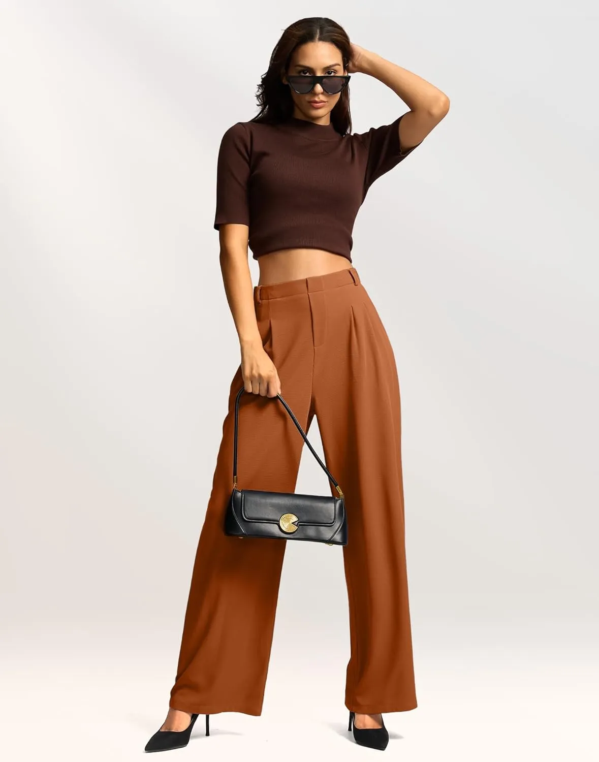 G Gradual Women's Wide Leg Pants High Waisted Waffle Knit Business Casual Slacks 2025 Office Dress Trousers Pants for Women