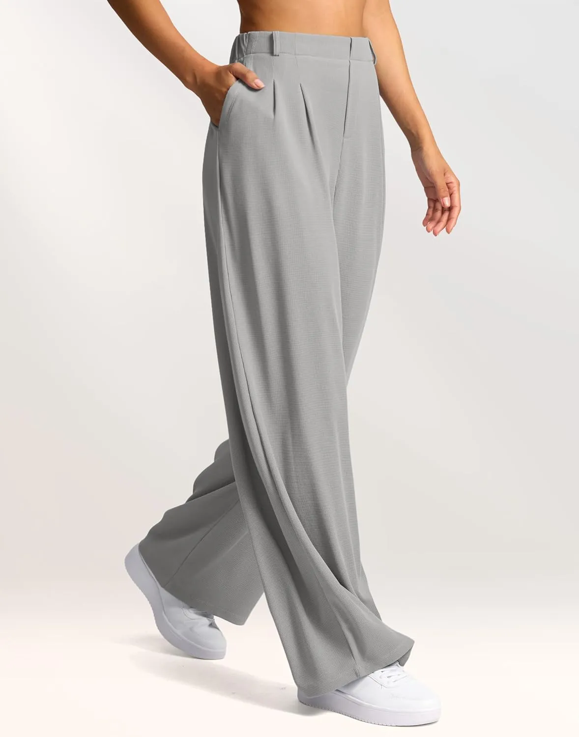 G Gradual Women's Wide Leg Pants High Waisted Waffle Knit Business Casual Slacks 2025 Office Dress Trousers Pants for Women