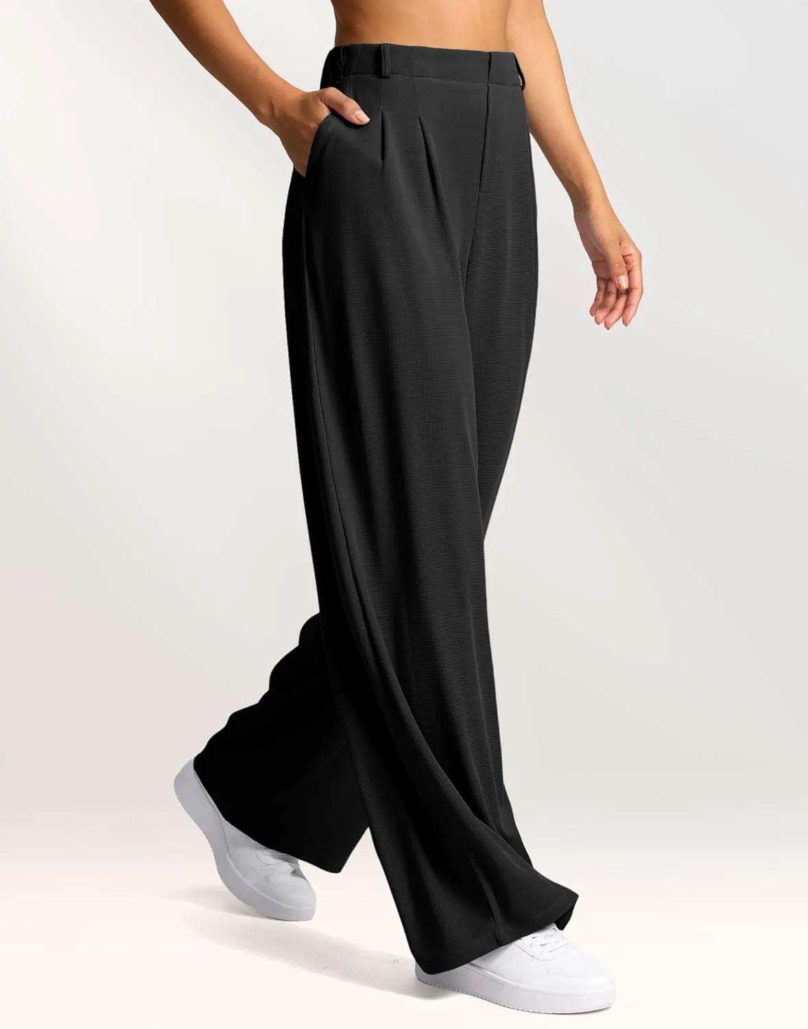G Gradual Women's Wide Leg Pants High Waisted Waffle Knit Business Casual Slacks 2025 Office Dress Trousers Pants for Women