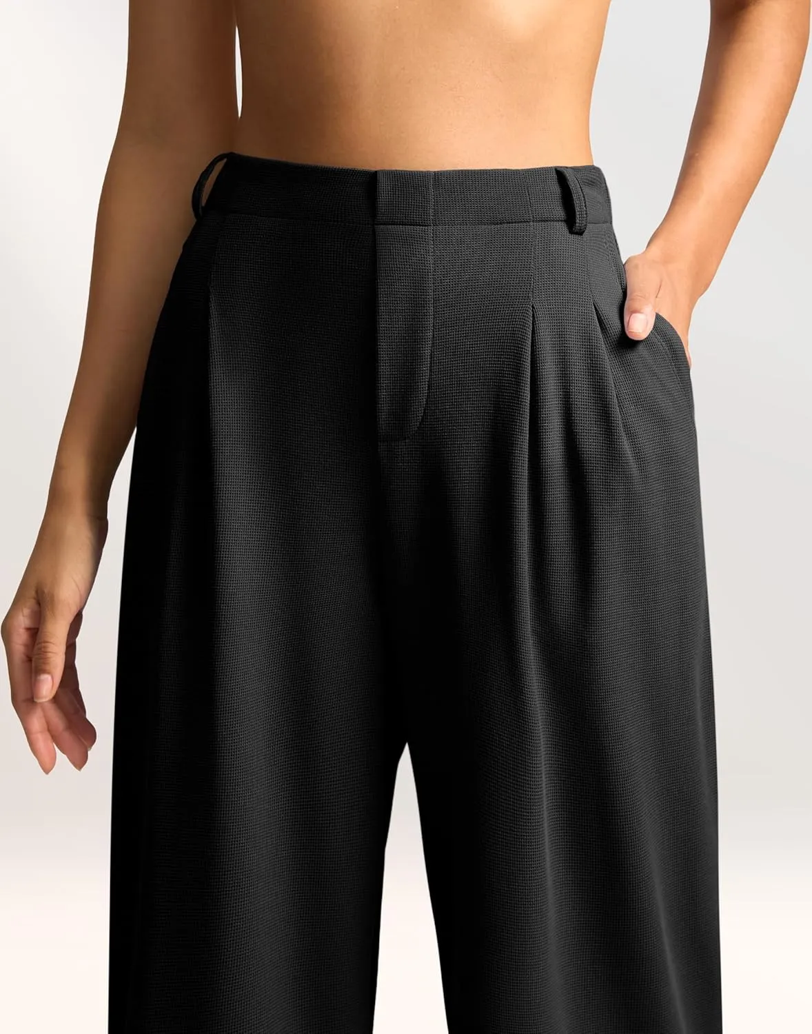 G Gradual Women's Wide Leg Pants High Waisted Waffle Knit Business Casual Slacks 2025 Office Dress Trousers Pants for Women