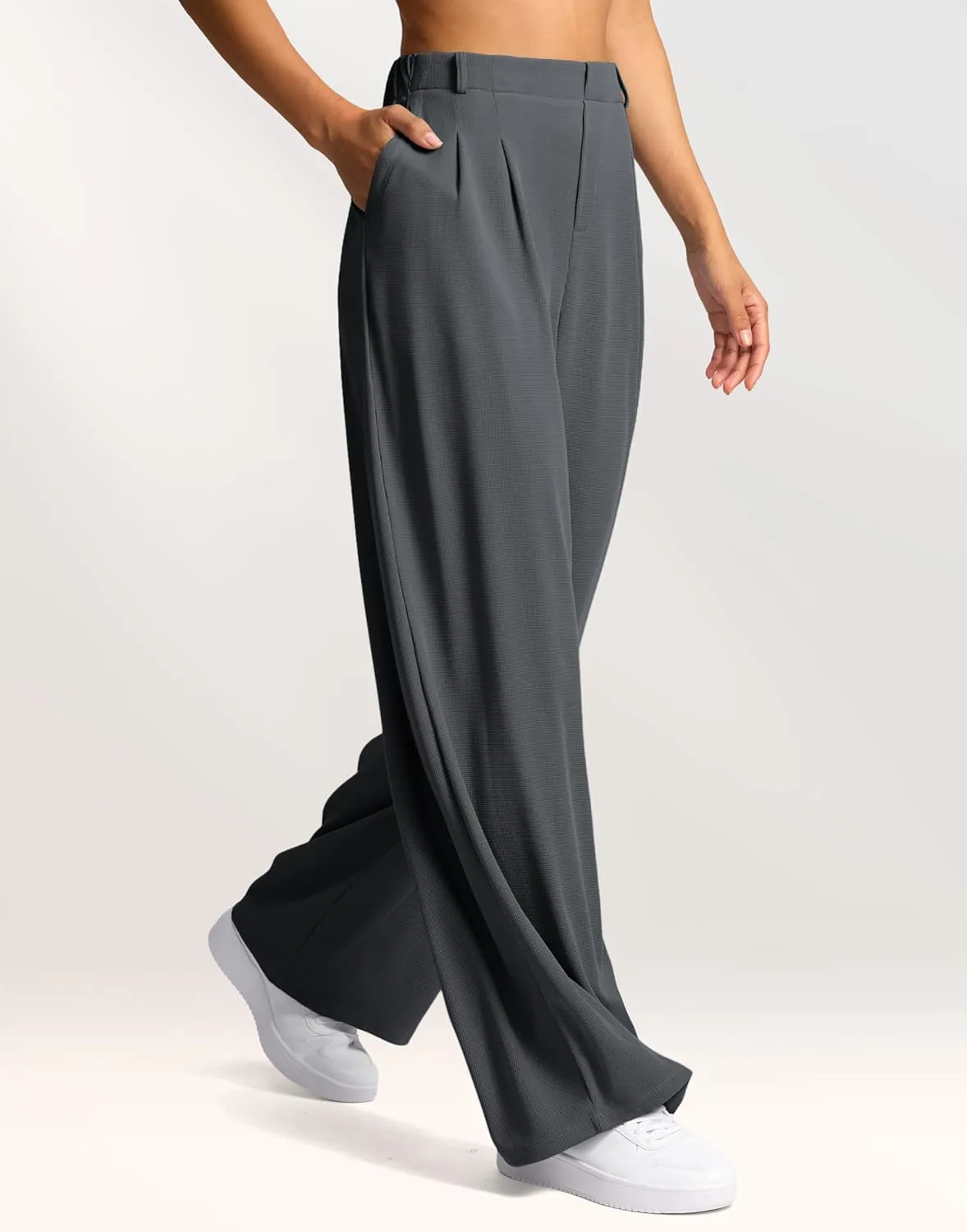 G Gradual Women's Wide Leg Pants High Waisted Waffle Knit Business Casual Slacks 2025 Office Dress Trousers Pants for Women