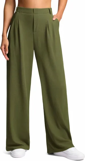 G Gradual Women's Wide Leg Pants High Waisted Waffle Knit Business Casual Slacks 2025 Office Dress Trousers Pants for Women