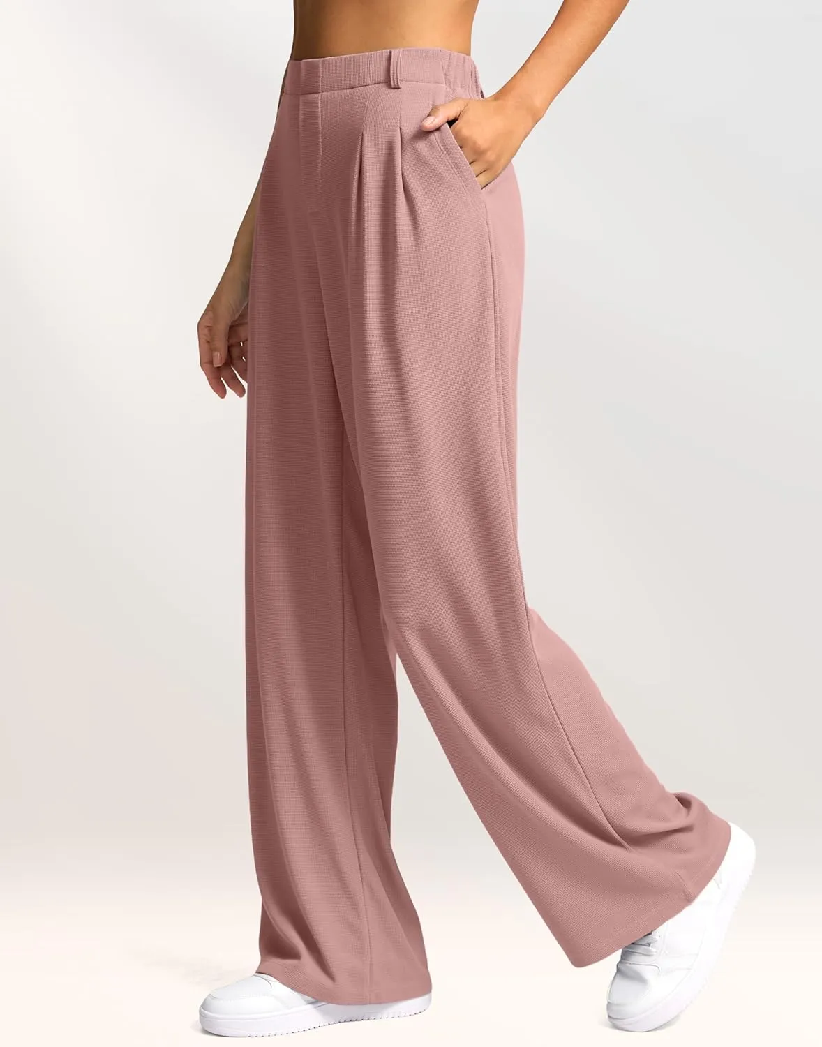 G Gradual Women's Wide Leg Pants High Waisted Waffle Knit Business Casual Slacks 2025 Office Dress Trousers Pants for Women