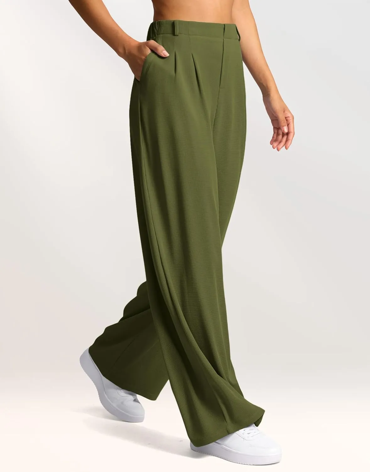 G Gradual Women's Wide Leg Pants High Waisted Waffle Knit Business Casual Slacks 2025 Office Dress Trousers Pants for Women