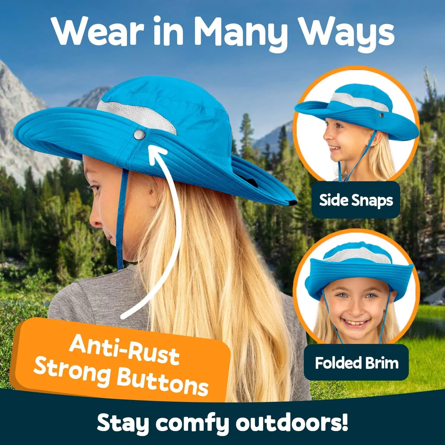 GearTOP Safari Hats for Kids UPF 50  Kids Sun Hats Boys & Girls Bucket Hat
