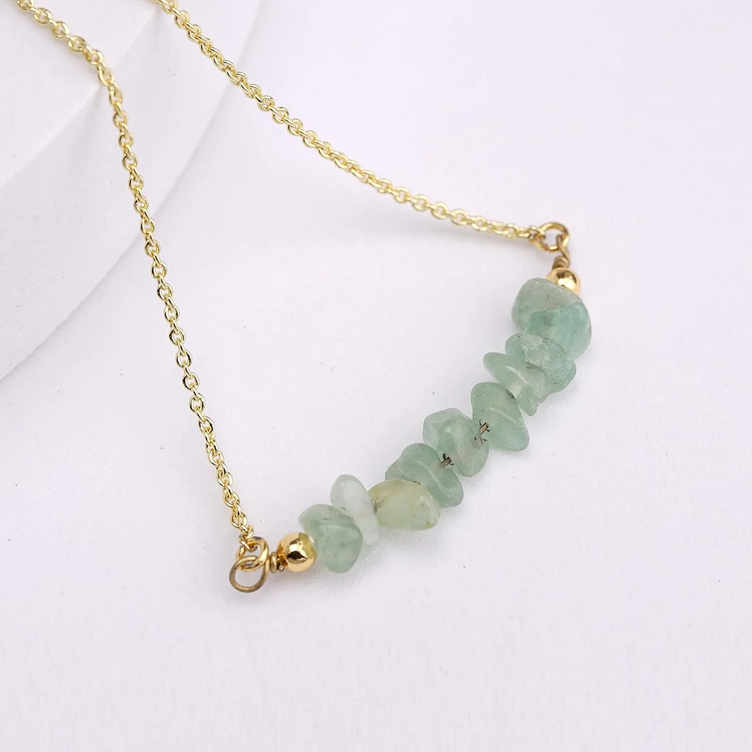 Gemstone Bar Necklaces for Women Gold Silver Plated Crystal Stone Beaded Necklace Pendant Dainty Choker Necklaces for Jewelry Gift