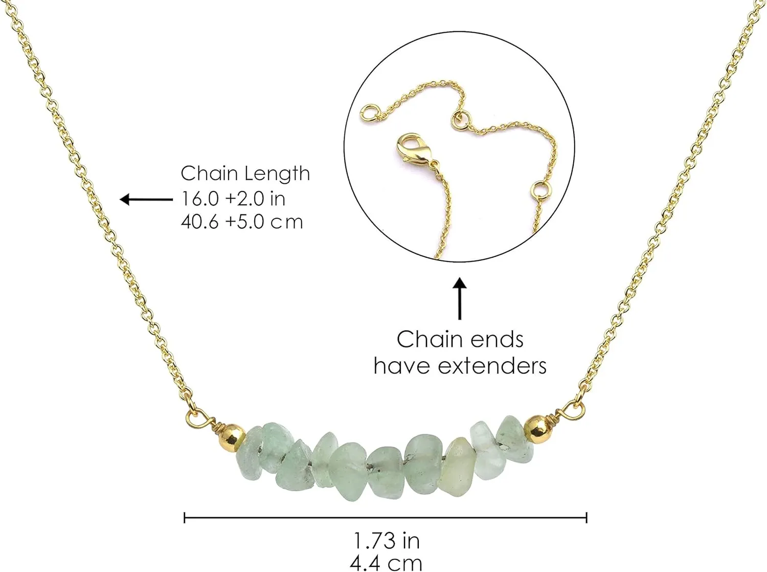 Gemstone Bar Necklaces for Women Gold Silver Plated Crystal Stone Beaded Necklace Pendant Dainty Choker Necklaces for Jewelry Gift