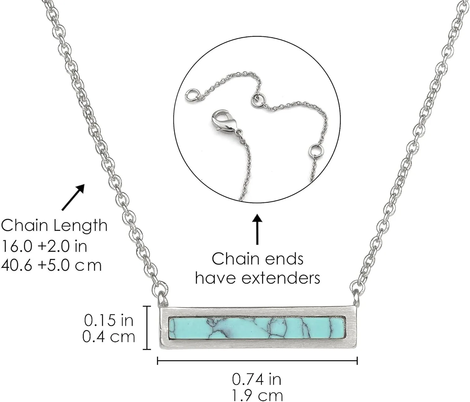 Gemstone Bar Necklaces for Women Gold Silver Plated Simulated Turquoise Necklace Pendant Triangle Square Necklaces Dainty Choker Necklace Jewelry Gift