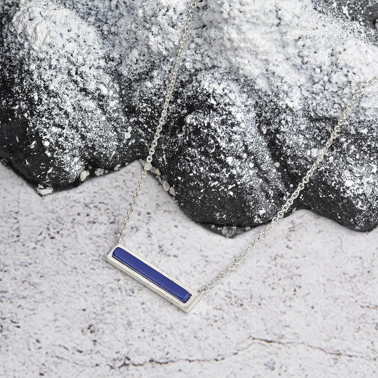 Gemstone Bar Necklaces for Women Gold Silver Plated Simulated Turquoise Necklace Pendant Triangle Square Necklaces Dainty Choker Necklace Jewelry Gift