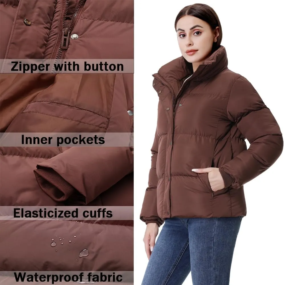 GIMECEN Women's Winter Coat Full-Zip Down Jacket Waterproof Puffer Coat Warm Parkas Long Sleeve Outerwear