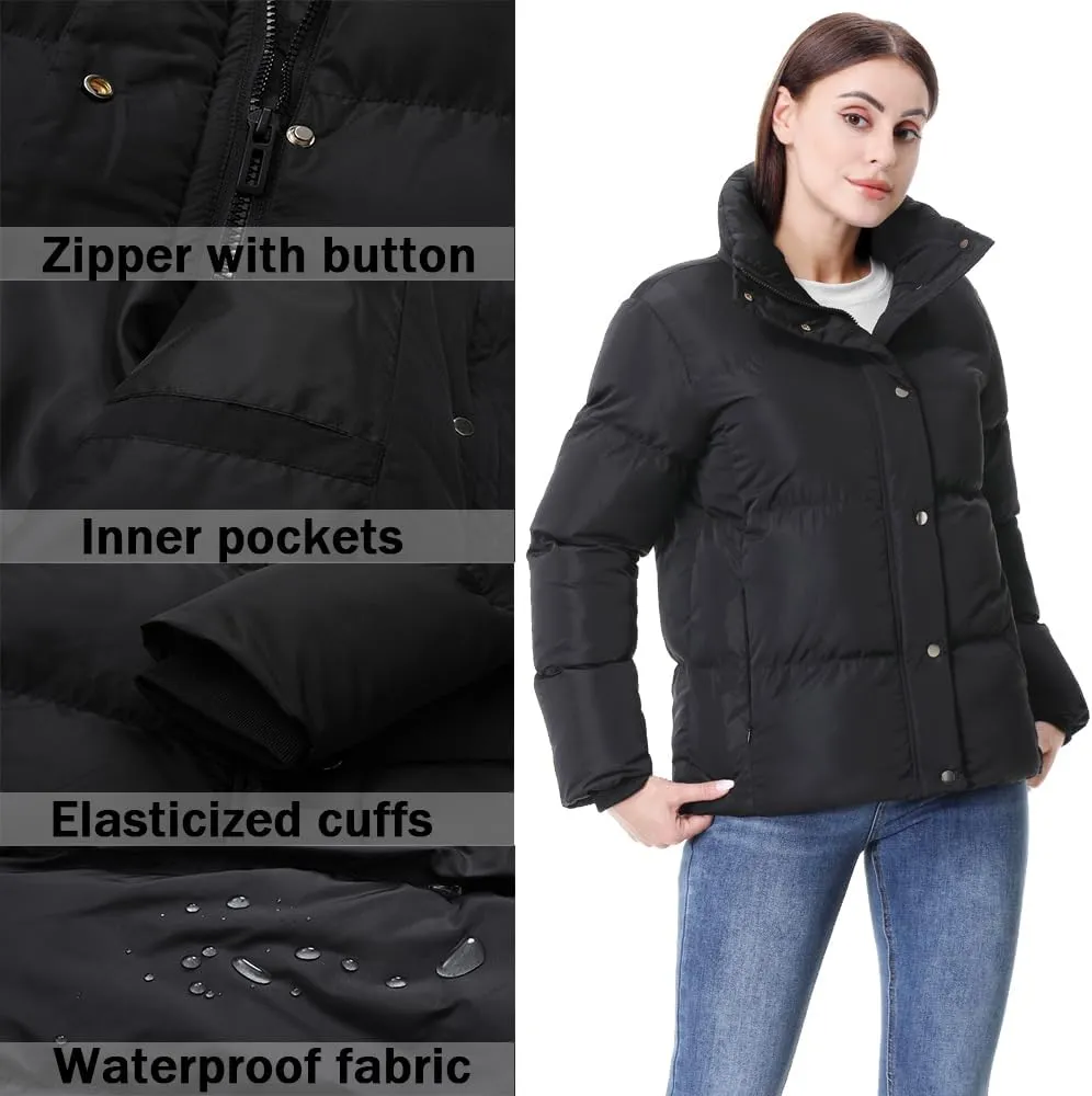 GIMECEN Women's Winter Coat Full-Zip Down Jacket Waterproof Puffer Coat Warm Parkas Long Sleeve Outerwear