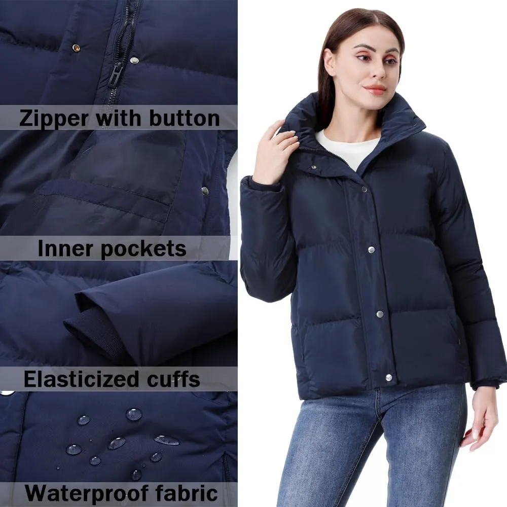 GIMECEN Women's Winter Coat Full-Zip Down Jacket Waterproof Puffer Coat Warm Parkas Long Sleeve Outerwear
