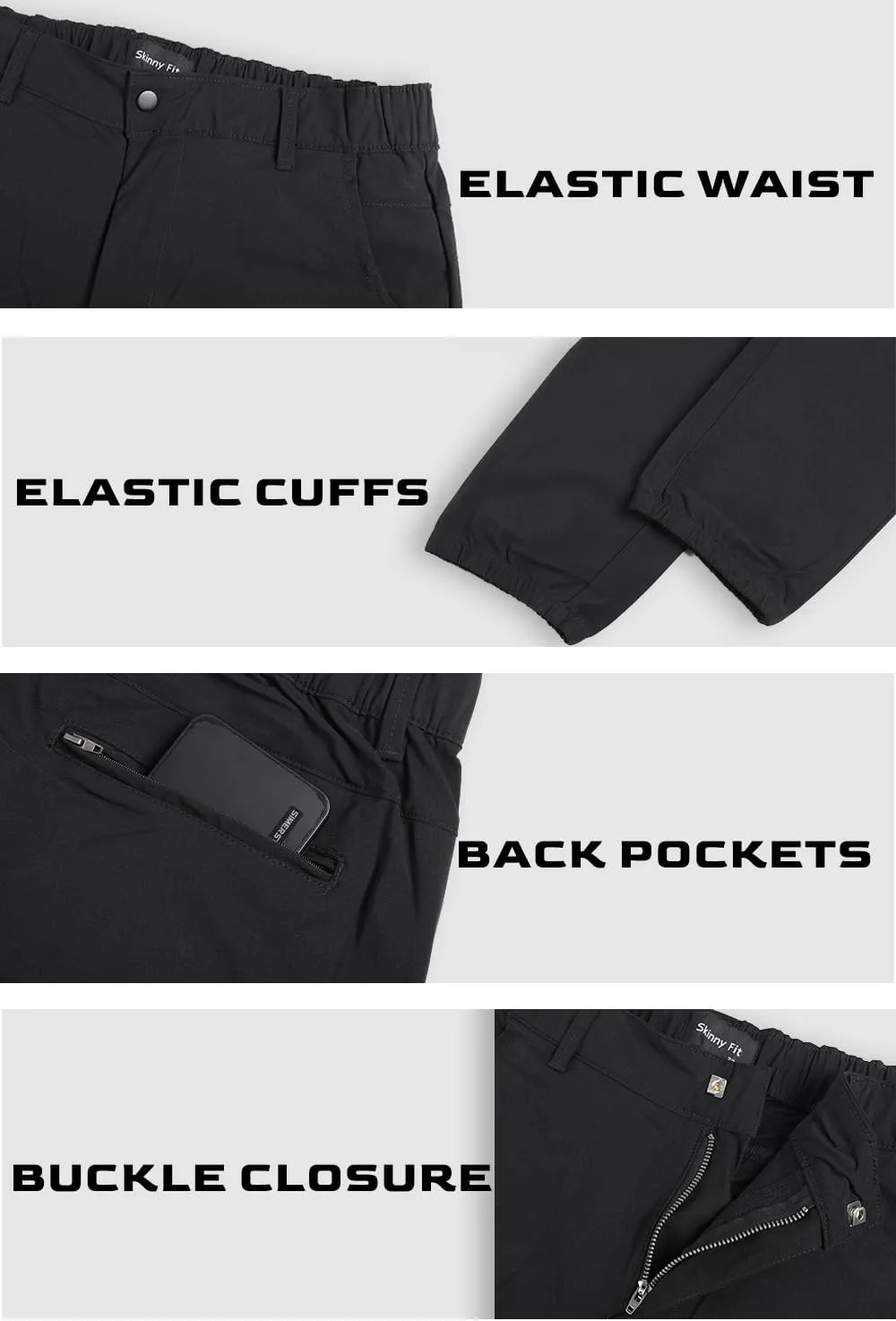 GINGTTO Men's 4-Way Stretch Slim Tapered Fit Golf Joggers - 28" Inseam Nylon