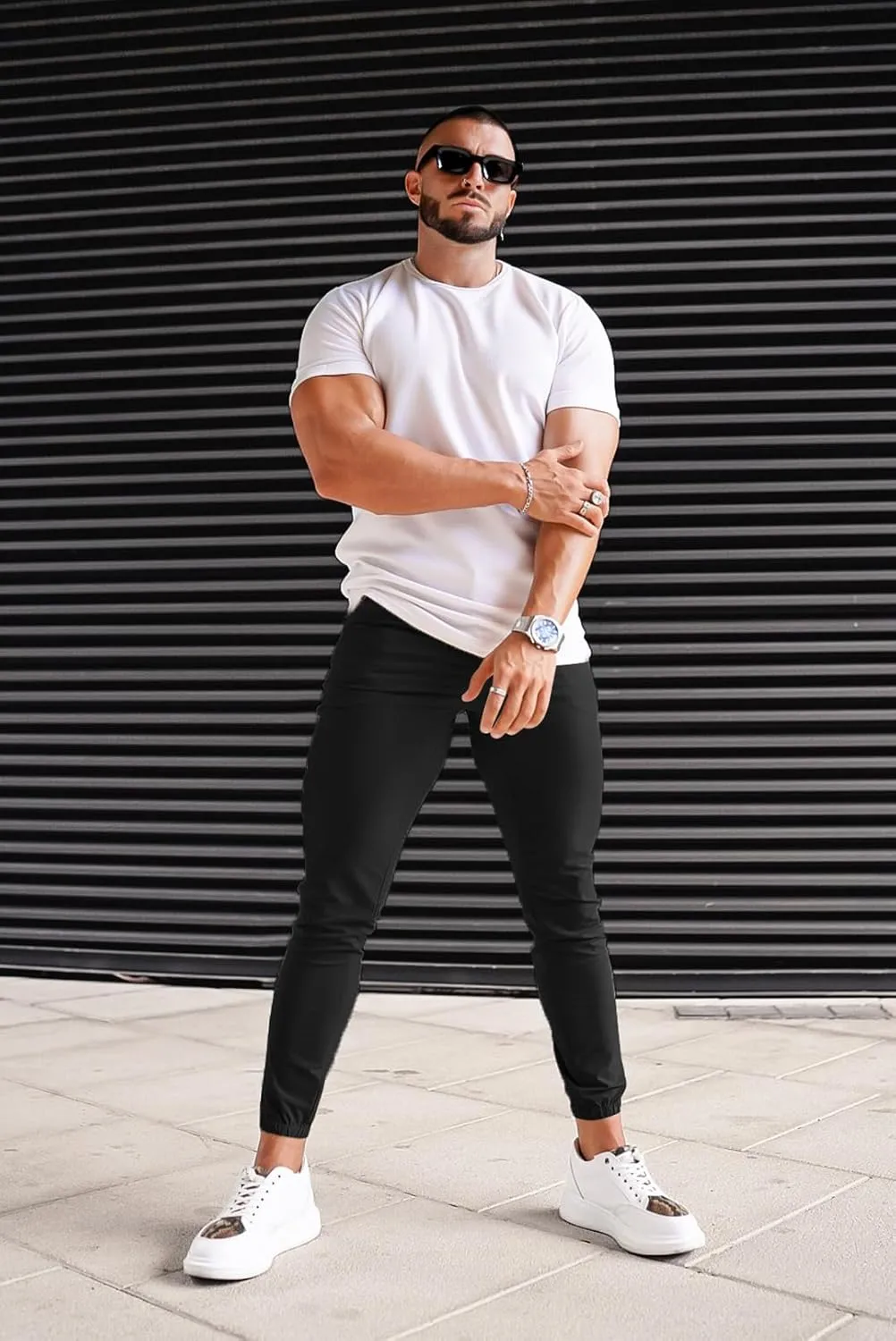 GINGTTO Men's 4-Way Stretch Slim Tapered Fit Golf Joggers - 28" Inseam Nylon
