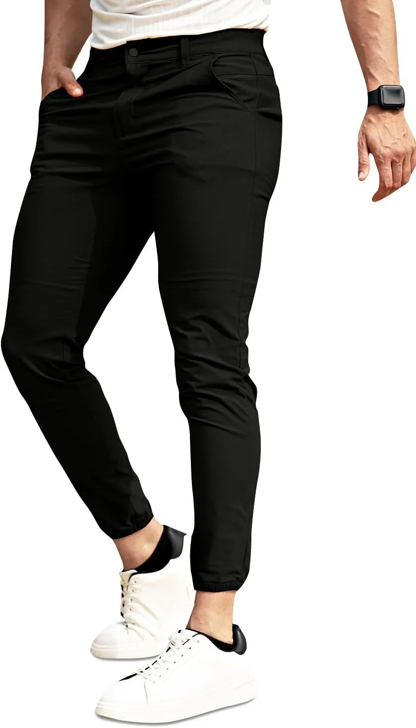 GINGTTO Men's 4-Way Stretch Slim Tapered Fit Golf Joggers - 28" Inseam Nylon