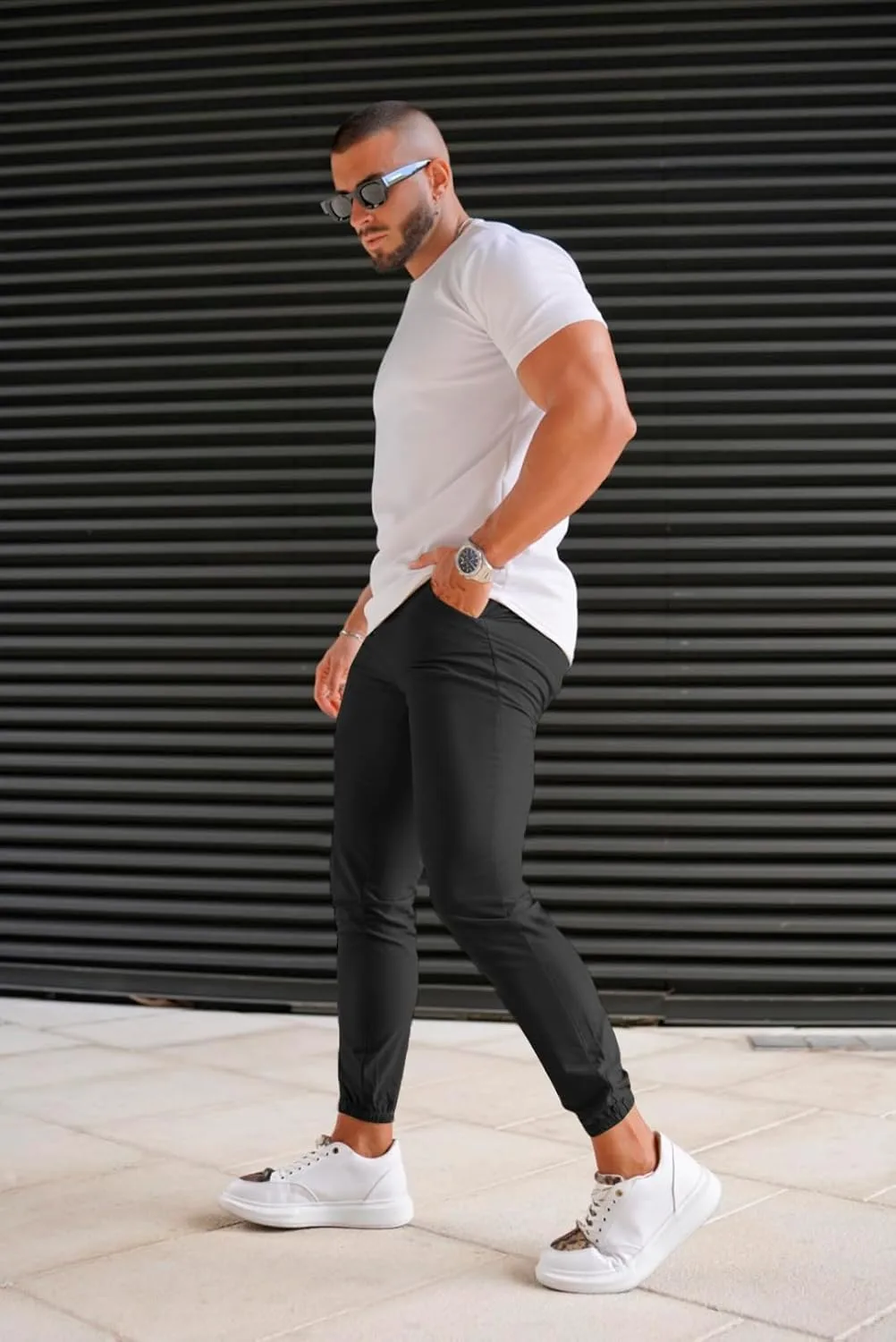 GINGTTO Men's 4-Way Stretch Slim Tapered Fit Golf Joggers - 28" Inseam Nylon