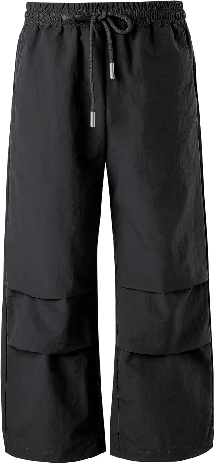 Girls Lightweight Cargo Hiking Joggers Parachute Pants Drawstring Waterproof Pants