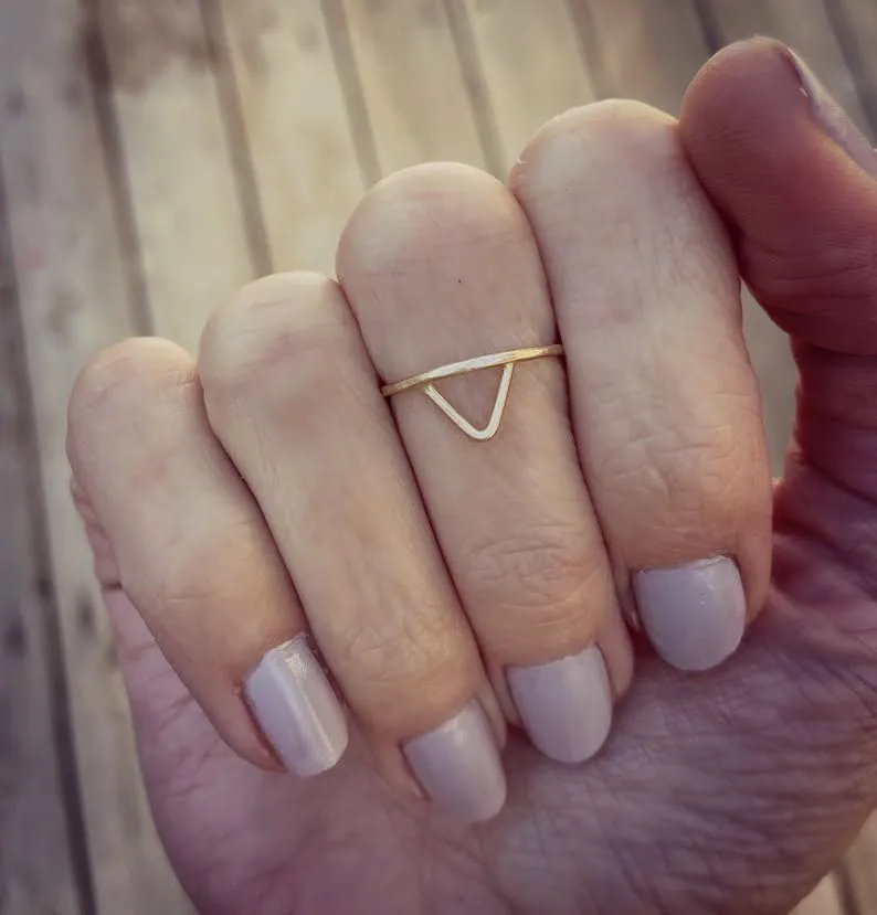 Gold midi ring  Triangle ring  Knuckle ring  Stacking rings  Midi rings  Gold ring  Stacking rings (2)